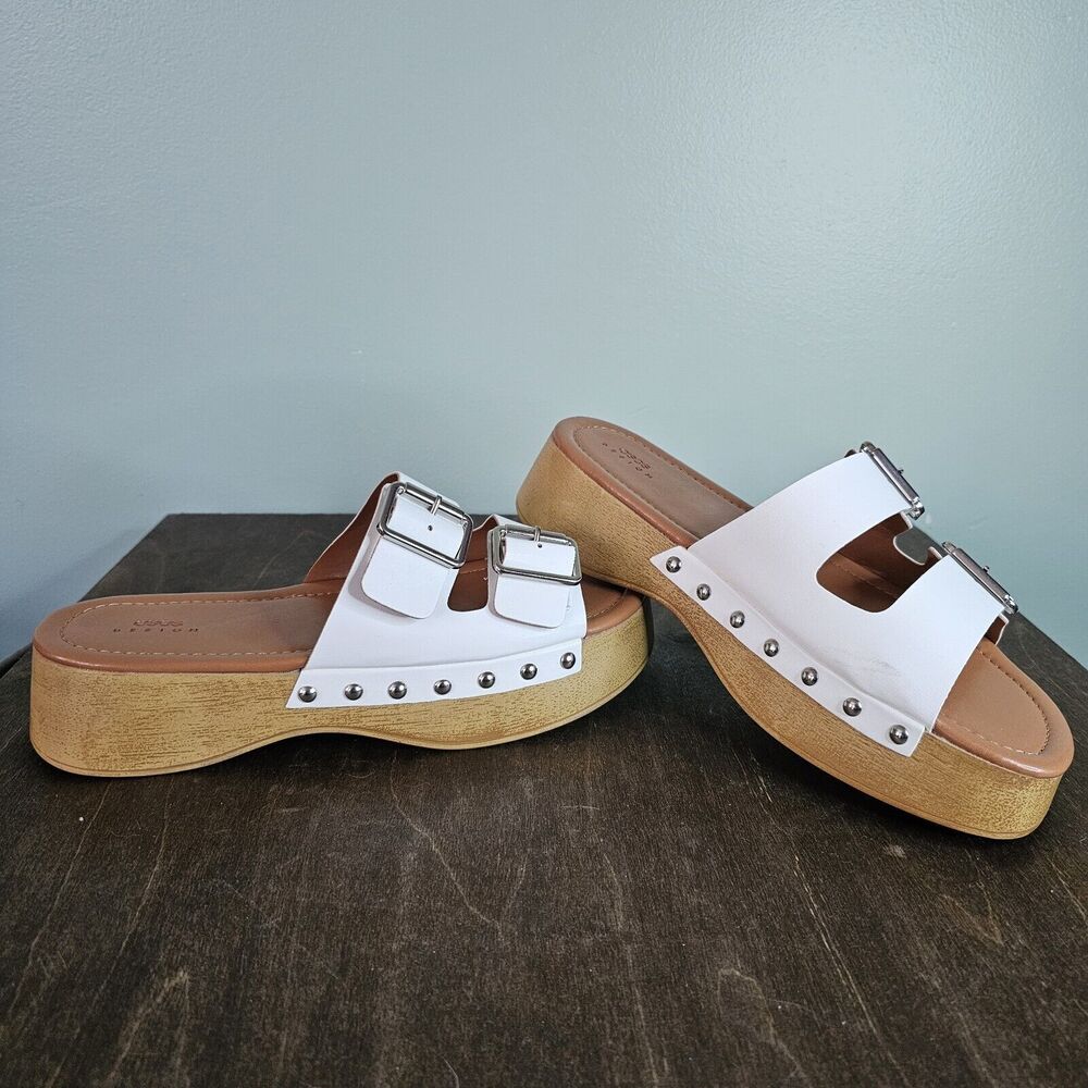Asos Design Fuzzy Flatform Clogs White SIZE‎ 8